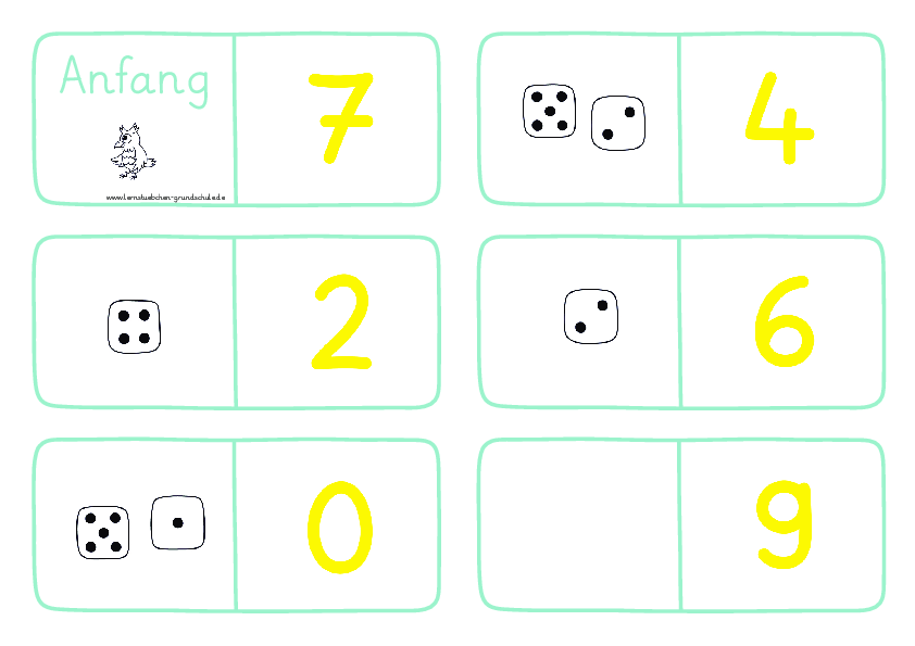 Dominos zur Anzahlerfassung  - mit Würfelbildern im ZR 10